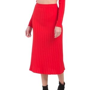 House of Harlow 1960 Red Ribbed Bodycon Midi Skirt XS NWOT